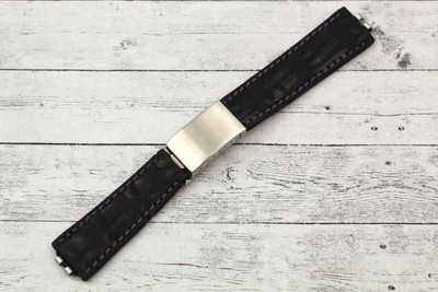 Watch Strap G-Style Black Trim Lilac Silicone Waterproof Attachment Jubileè 20mm