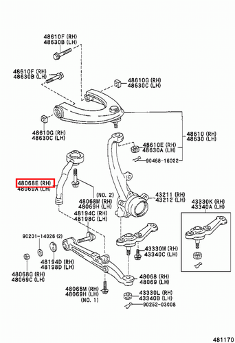 Genuine Toyota Brevis JCG11 JCG10 Crown JKS175 Front Suspension Lower RH Arm - Imagen 5 de 8