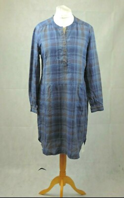 Poetry Checked Linen Dress RRP £159 UK 14 LN011 MM 05 UK