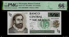 Nicaragua 1/2 Cordoba 1992 PMG 66 EPQ UNC P# 172