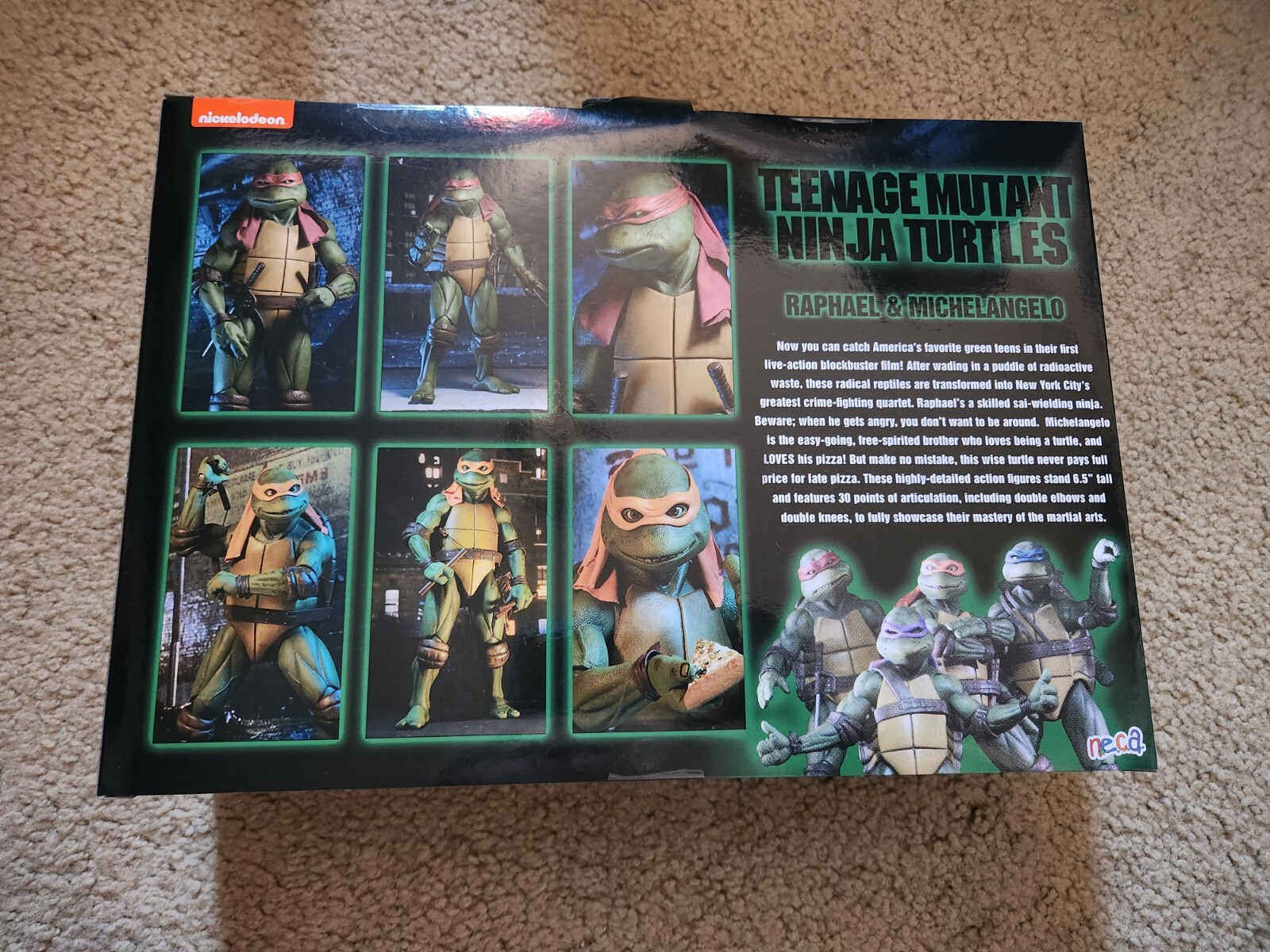 NECA TMNT Ninja Turtles Raphael and Michelangelo 7 inch Action Figures MIB