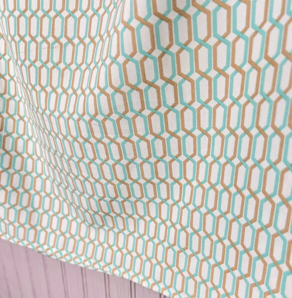 Liz Baker Womens TOP 18W White Teal Beige Career Simple Button Top - Imagem 4 de 4