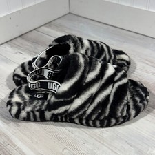 UGG Women  s Fluff Yeah Slide Zebra Slippers Size 6