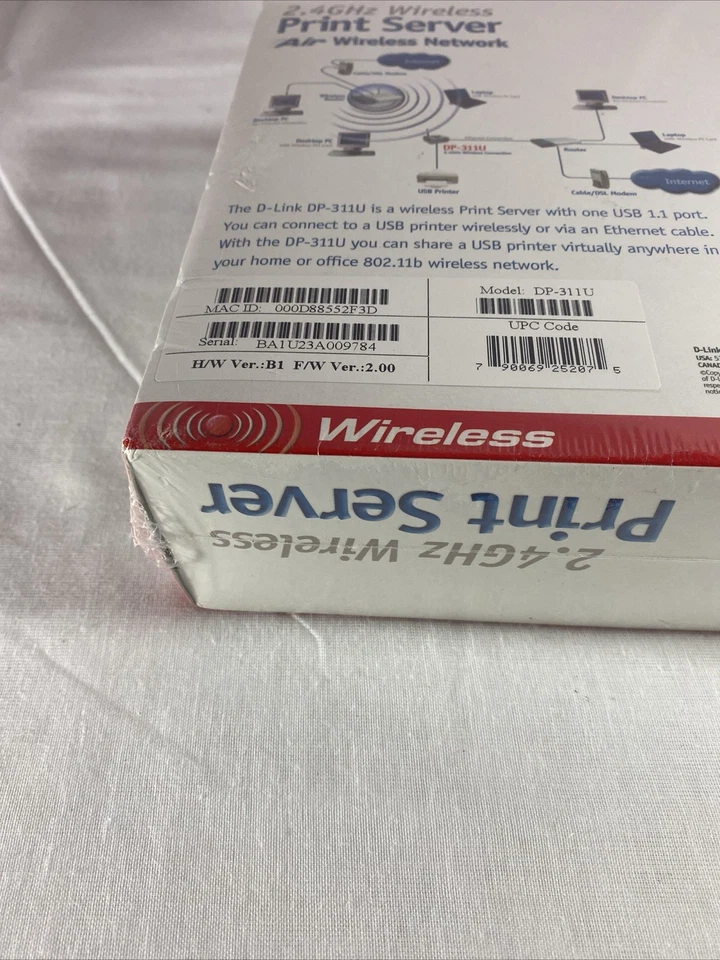 D-Link DP-311U USB Wireless Print Server Ethernet 10/100MB 11 MBS - Image 3 of 4