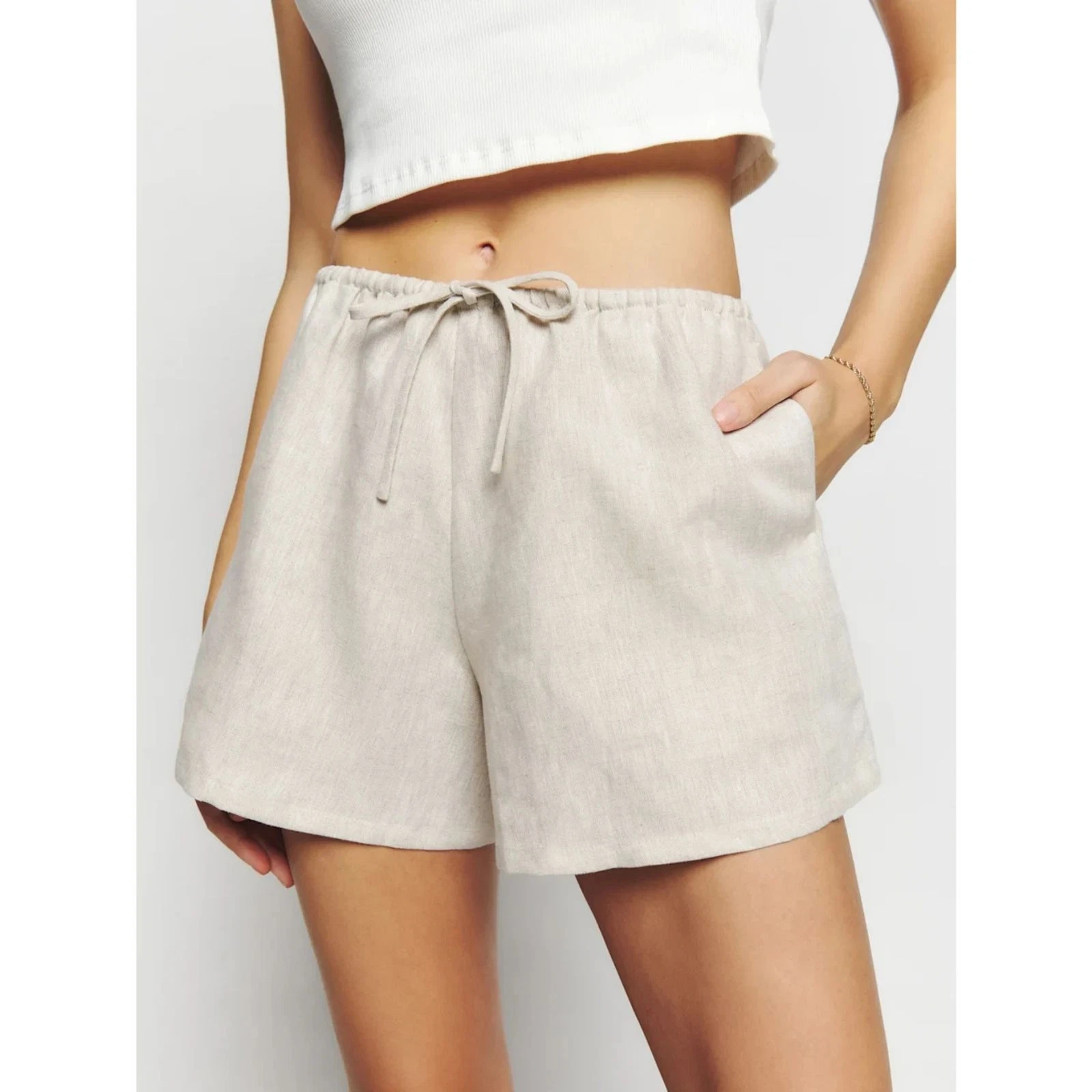 NWT Reformation Zoey Linen Short Oatmeal | XL