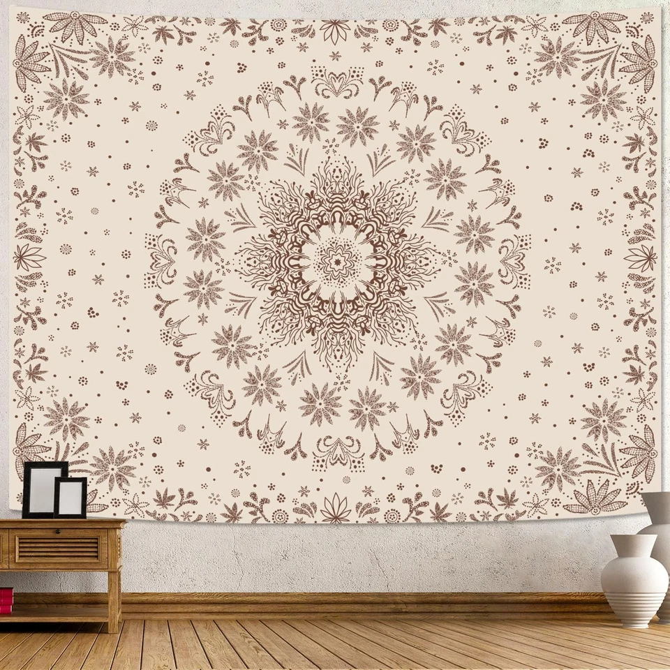 Fowocu Boho Floral Mandala Tapiz Colgante de Pared Bohemia Flor Medallón Ta... Foto 3 de 4
