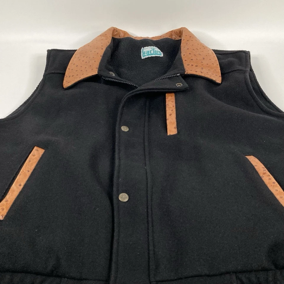 Chaleco de cuero de lana de cactus original vintage para hombre XL forrado de vellón pesado cactus Foto 4 de 4