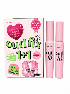2 Pack Bundle ETUDE Curl Fix Mascara Black 1+1 Set Waterproof Long Curl