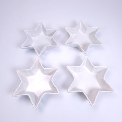 Set of 4 6 Star Shaped Plate Candy Condiment Ceramic Dish