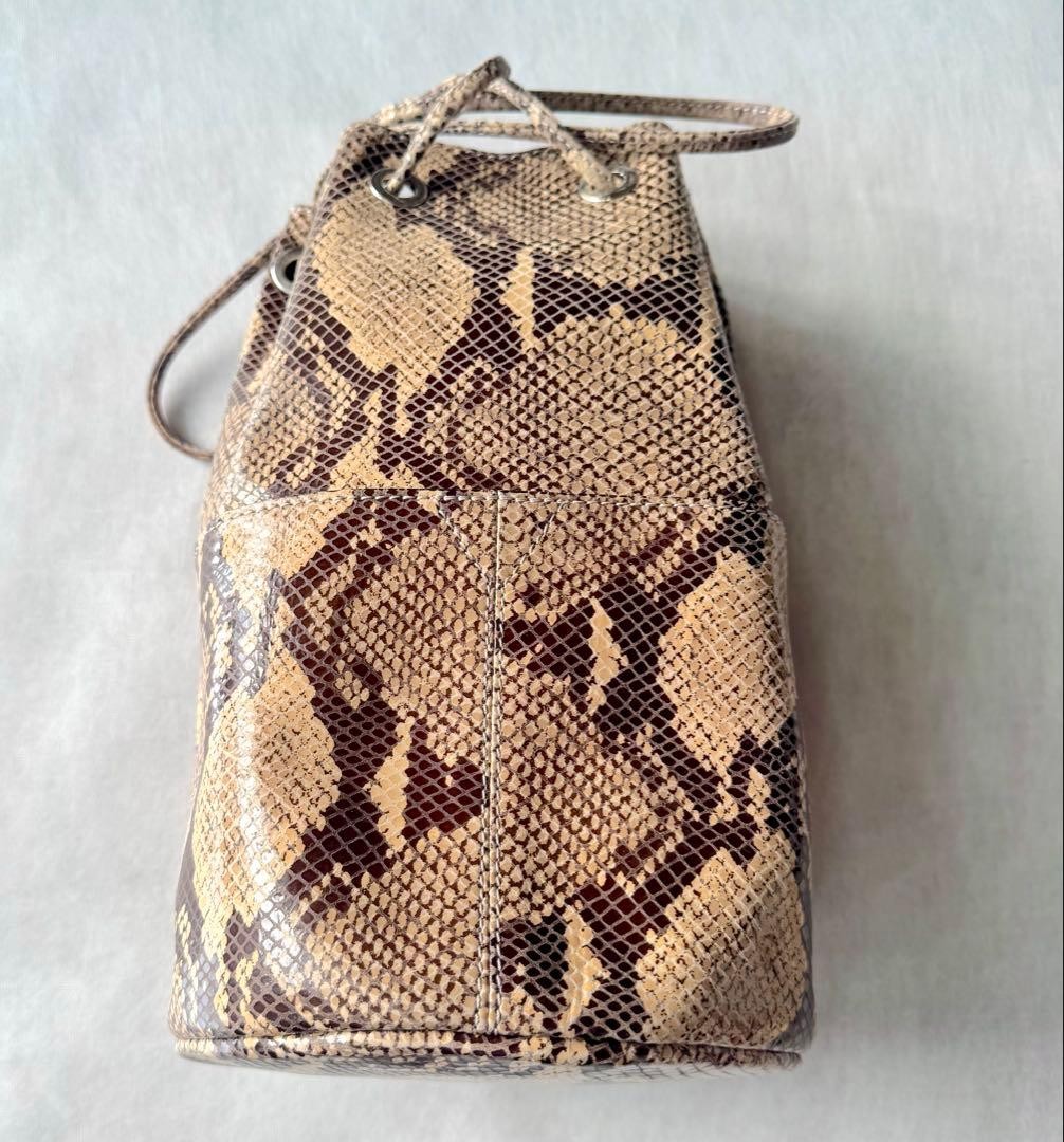 Marco Masi Python Pattern Drawstring Bucket Bag L… - image 2