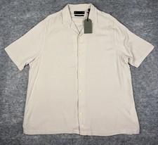 New AllSaints Venice Shirt Mens L Relaxed Fit Taupe Tan Short Sleeve Lightweight