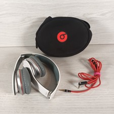 Dr Dre Beats Solo HD Wired On-Ear Headphones  White /Red+ Case Tested Working
