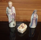 Fenton First Edition Painted Artist Signed Nativity Joesph Mary w/Baby Jesus
