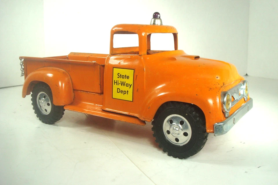 1957 TONKA STATE HYWAY ORANGE FORD #02 STEPSIDE BOX PICKUP TRUCK NICE ORIGINAL - Image 2 of 4