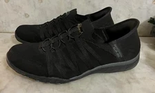 Skechers Womens Breath Easy Black Roll With Me Shoes Slip Ins 100593W Size 10