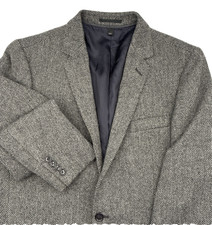 J Crew Ludlow Men  s Black Gray Herringbone Tweed Blazer Jacket 100 Wool 40L