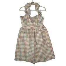 LILI SIDONIO Plaid Mini Dress L Pastel  Halter Cottagecore Retro