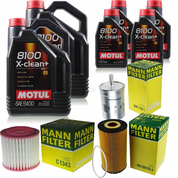 Mann Inspektionspaket 14L Motul 8100 X-Clean+ 5W-30 FüR Audi A8 6.0 W12 Quattro-image