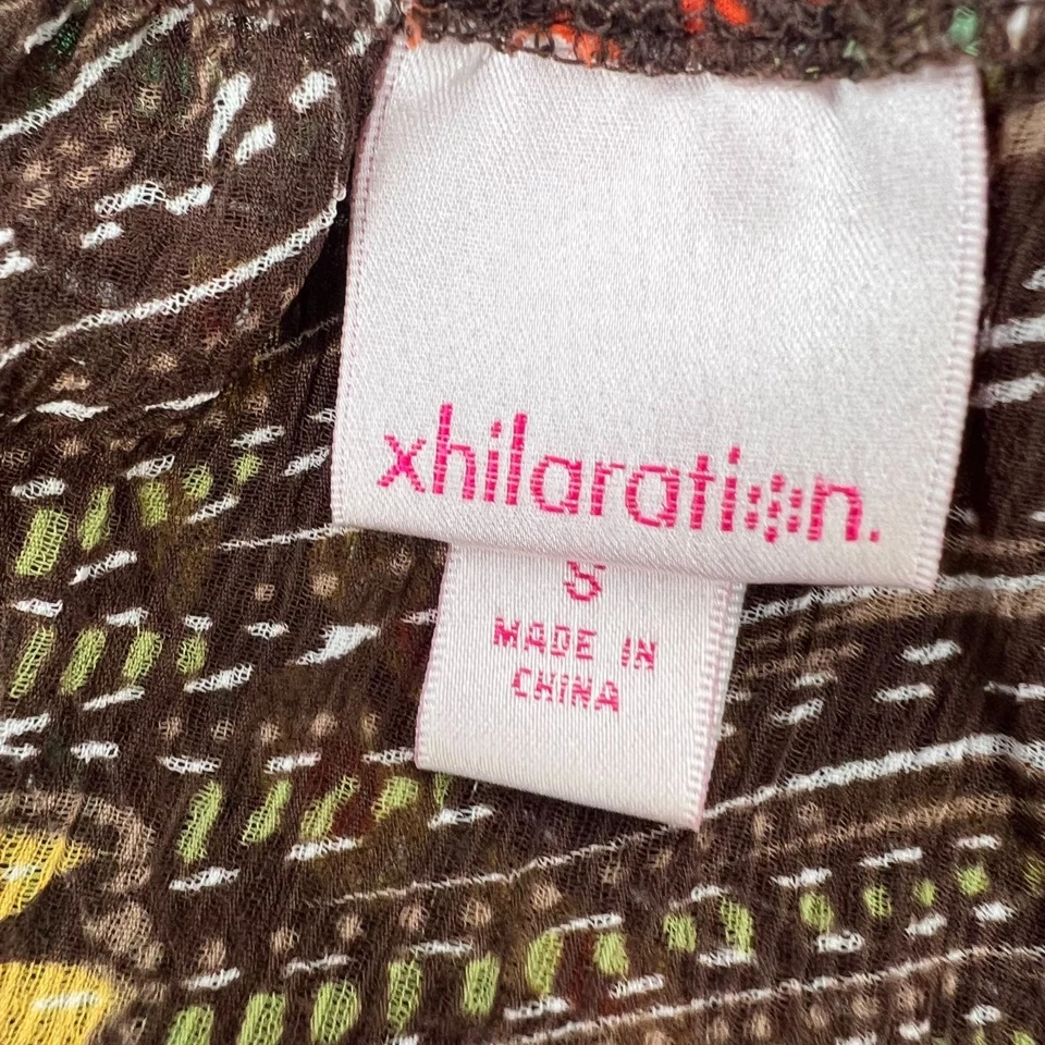 Blusa Xhilaration S Pequeña Marrón Transparente Floral Boho Y2K Campesina Top Manga Campana Foto 3 de 4