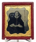 Antique Victorian Daguerreotype Portrait of seated well dressed lady - 1840's