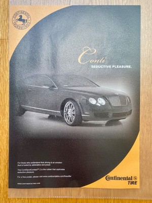 2007 Continental Reifen Bentley GT ContiSportContact Vintage  Werbung Reklame V2