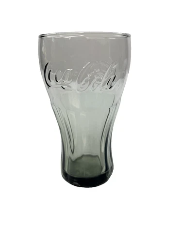 Vintage Libbey Coca-Cola Embossed Smokey Gray 16oz Glass Tumbler 6''