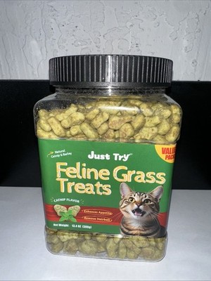 13.4 OZ Cat Grass Treats Natural Salmon Flavor Healthy Cat Snacks Training Biscu