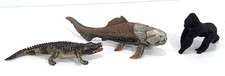 Lot of 3 Schleich Figures Dunkleosteus Fish, Crocodile (Alligator),  Gorilla