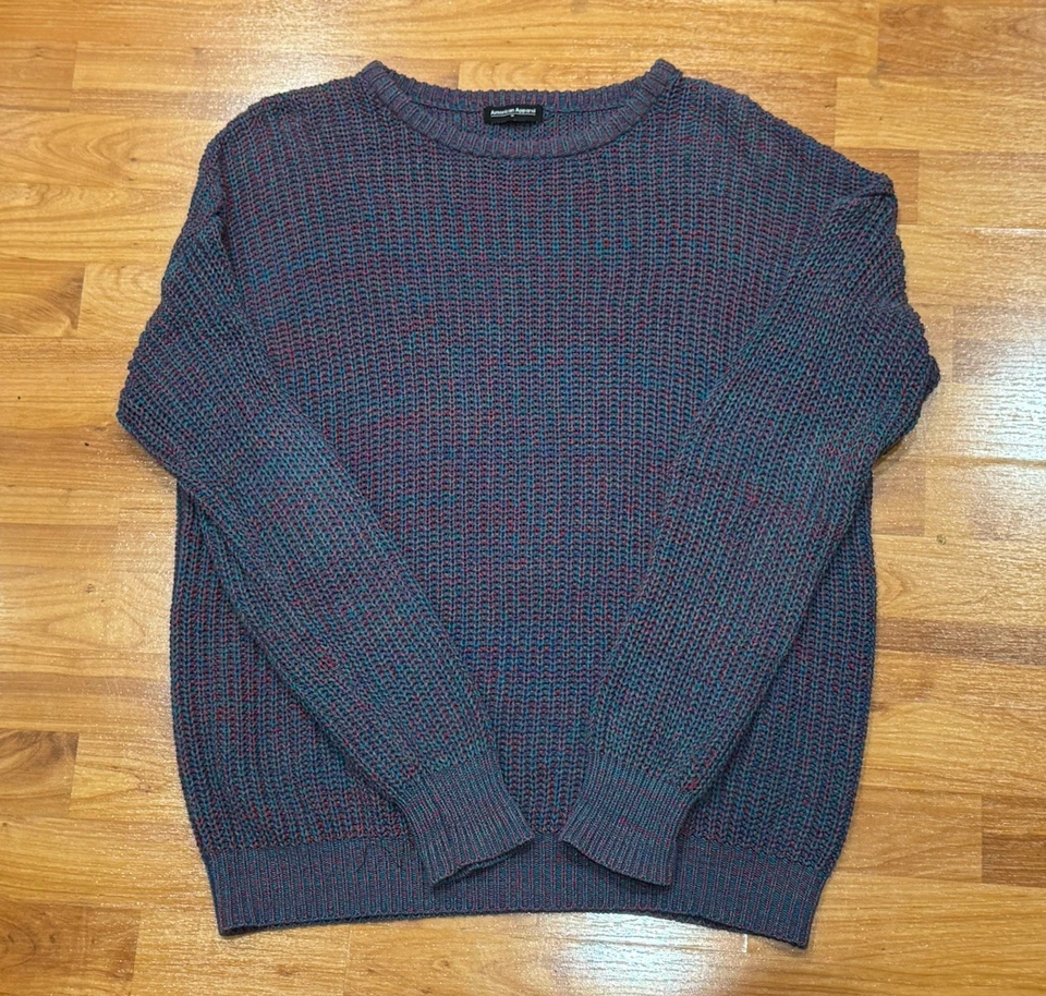 Suéter de Pescador American Apparel Mediano Rojo Púrpura Mezcla LA EE. UU. Hecho Foto 3 de 4