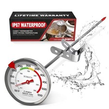 Candy Thermometer with Pot Clip, Hands-Free Use, Waterproof IP67 and Silver