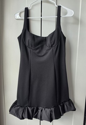 AEL Amy Enjoy Life black dress with satin ruffles size M