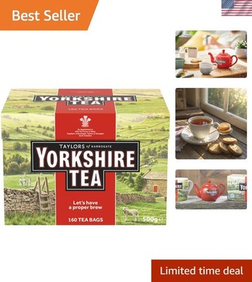 Refreshing Yorkshire Red Black Tea - 160 Pillow Tea Bags, Caffeinated Delight