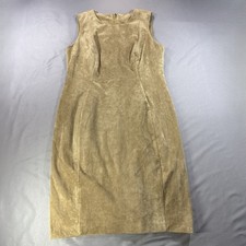 Calvin Klein Faux Suede Shift Dress Womens 12 Tan Quiet Luxury Sleek Workwear