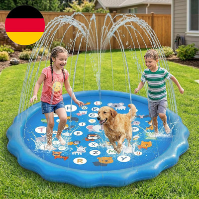 Splash Pad Kinder 170Cm Wasserspielmatte Mit 3 Höhenverstellbar anti Rutsch Funk