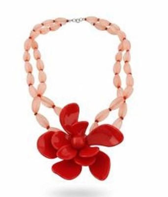 A New Day Orange Flower Beaded Necklace 