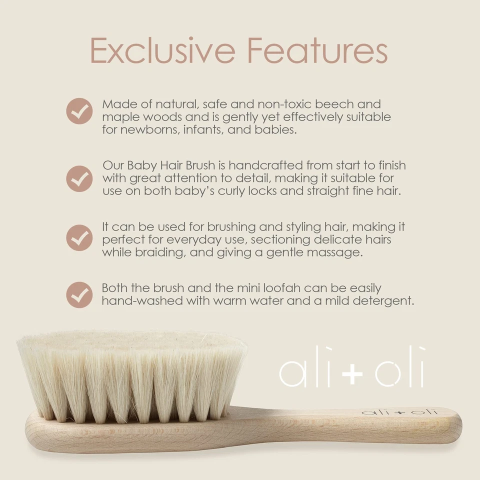 Деревянная щетка для волос новорожденных — набор детских щеток для новорожденных — детская щетка для волос с... - Изображение 3 из 4