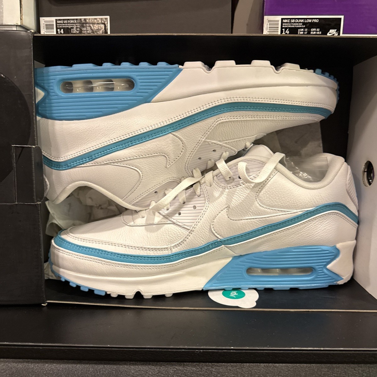 Size 14 - Undefeated x Nike Air Max 90 White Blue Fury for sale