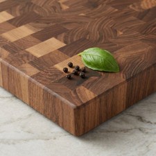 Walnut End Grain Cutting Board for Kitchen, Thick Charcuterie Chopping Block