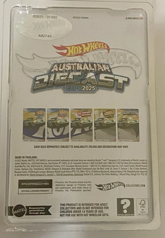 Hotwheels Australian Diecast Expo 2025 Porsche 911 Carrera RS 3.8 #625 de 1000. Foto 3 de 3