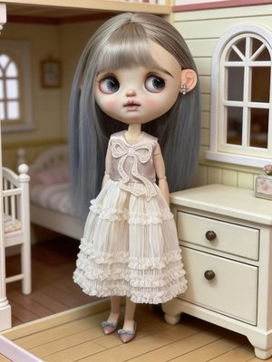 Handmade Elegant Doll Outfit Lace Bow Top Ruffle Skirt Set for OB22 OB24 AZ