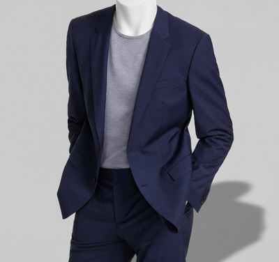 Hugo Boss Men's Blue Solid Wool Superflex Sport Coat Suit Jacket Size 40R