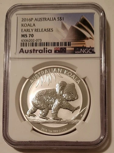 Australia 2016 P 1 oz Silver Dollar Koala MS70 NGC Early Releases