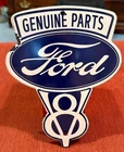 VINTAGE GENUINE PARTS FORD V8 PORCELAIN SIGN
