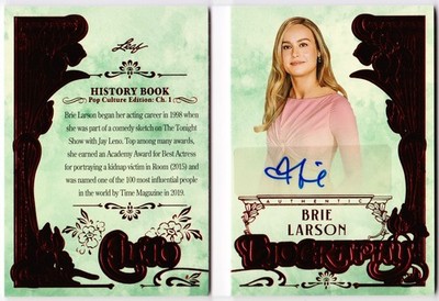 Brie Larson 2024 Leaf History Book Pop Culture Auto Card # 3/3 !! Captain Marvel
