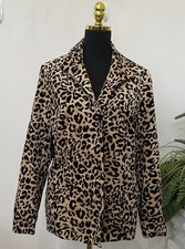 NWT CHICO'S WOMEN CAMEL LEOPARD VELVETEEN OPEN BLAZER JACKET SZ 3 /XL, MSRP 129