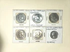 Lot of 5 Franklin Half Dollar + One Washington Quarter. 90% Silver Coins