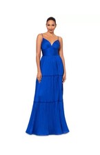 Betsy  Adam Women's Blue Pleated Tiered Gown Dress NWT Size 8  Retail 289