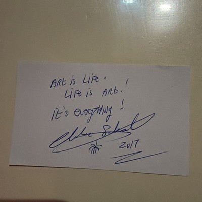 Charles Salvador / Bronson handgeschrieben / signiertes Stück Karte mit Inschrift