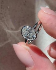 3 CT Oval Cut Bezel VVS1 Moissanite Engagement Ring 925 Sterling Silver For Her