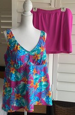 Swimsuits For All Swim Dress Women Plus Sz 20 Pink 2 Piece Tankini Tropical NEW